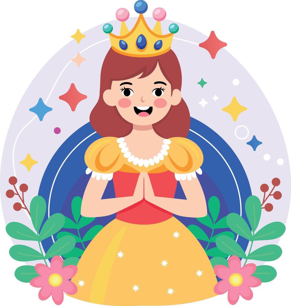 A flat style illustration showing a birthday girl vector