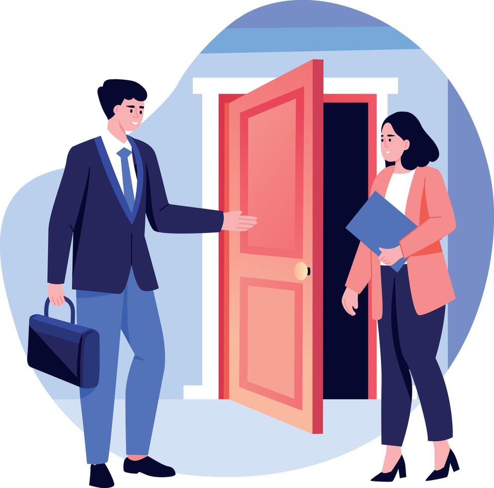 A flat style illustration showing a property buyer vector