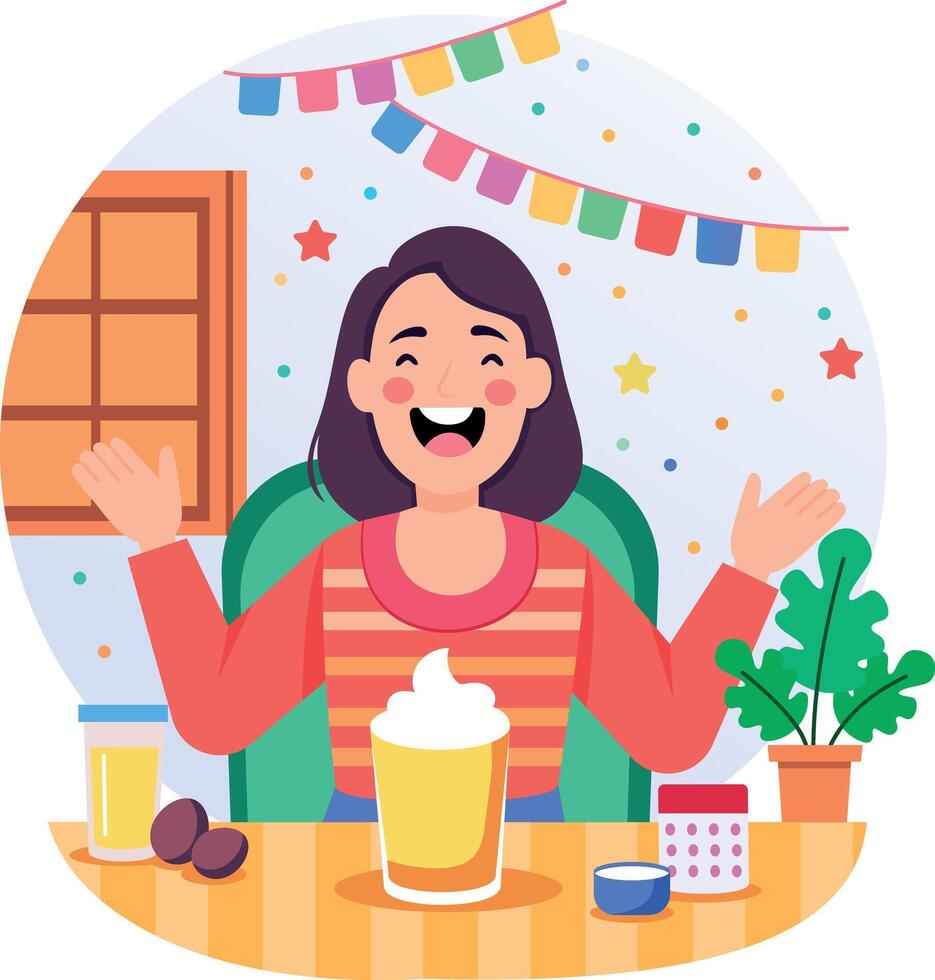 A flat style illustration a person laughing vector