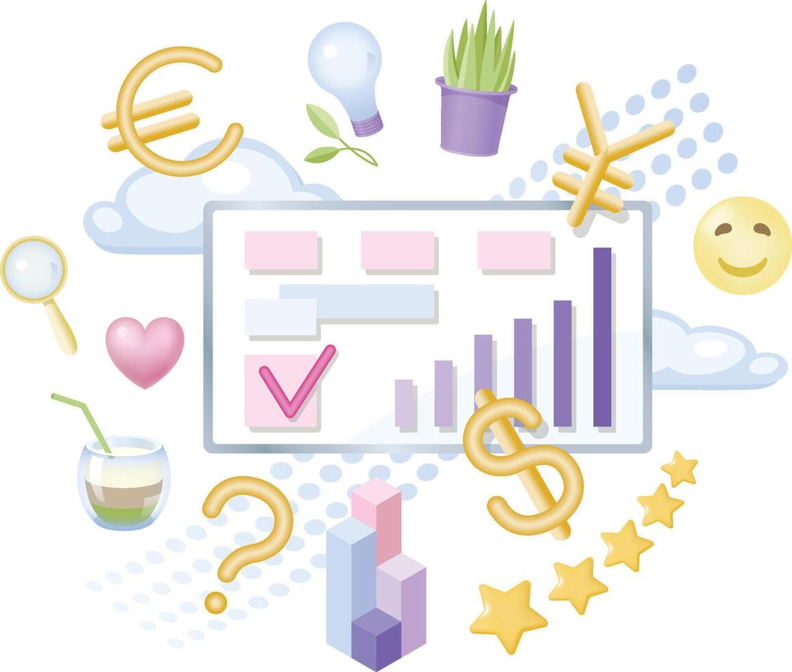 Illustration of financial and growth symbols vector