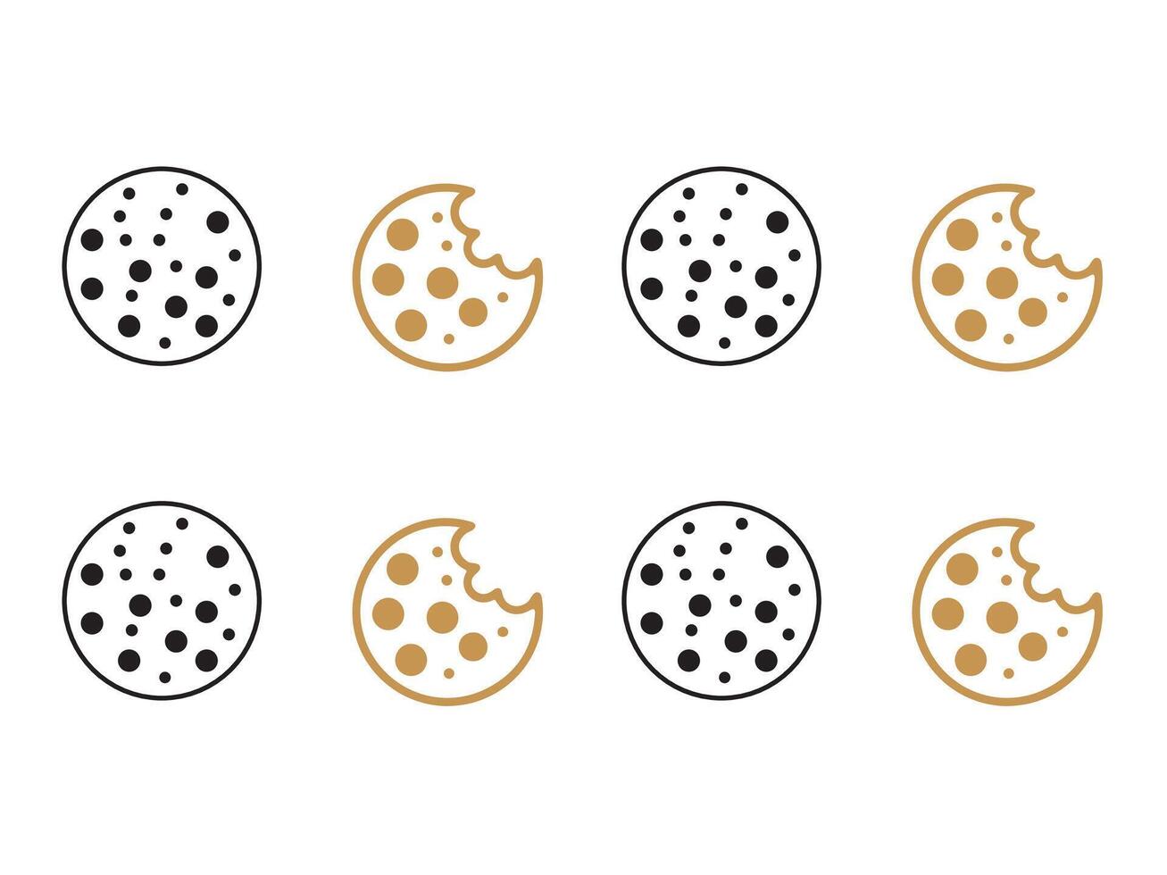 Six Simple Chocolate Chip Cookie Icons vector