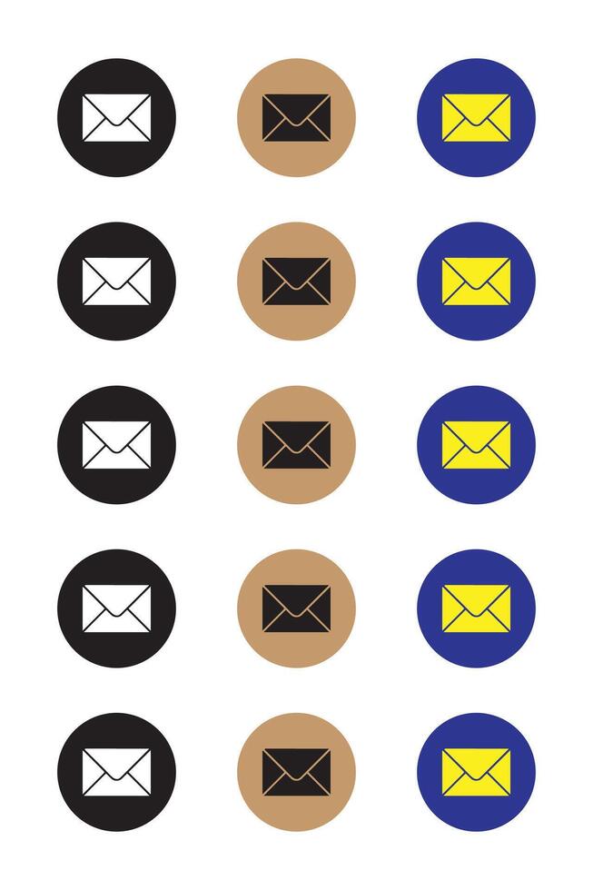 Flat Icons of Email Envelopes in Various Colors vector