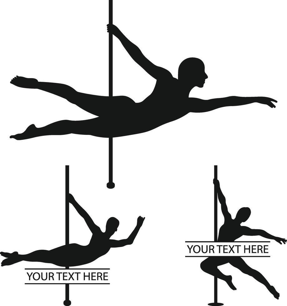 Pole Dance Poses Silhouettes, Pole Dancing logo, vector