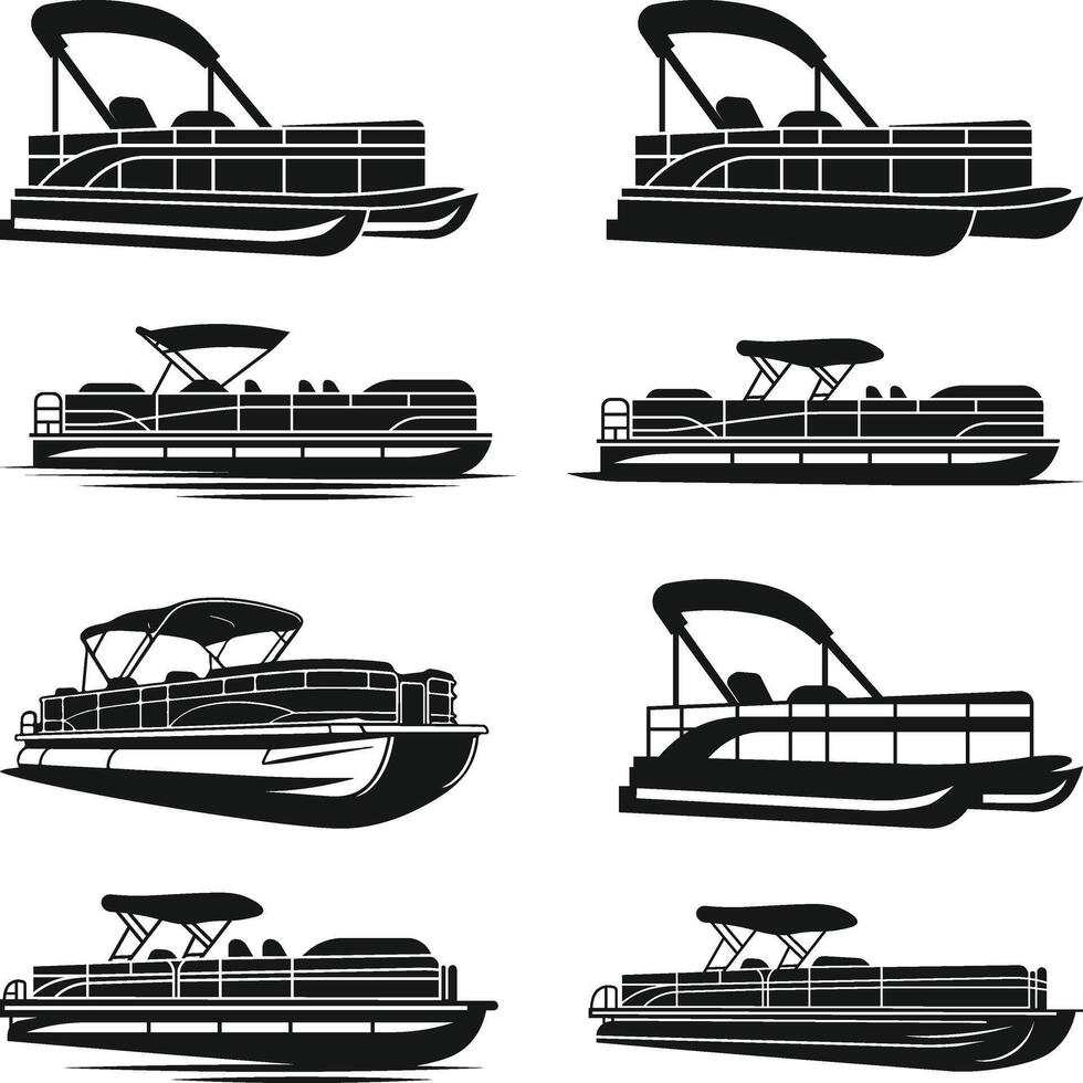 Watercrafts set of silhouettes vector