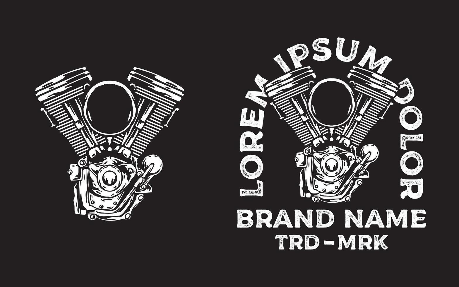 Vintage V Twin Engine art and illustration vector