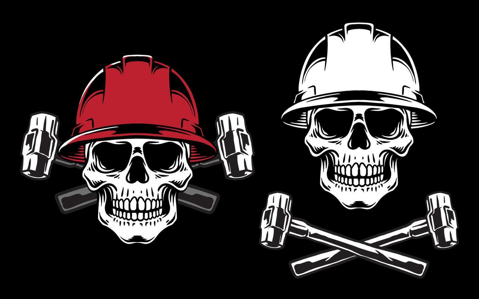 Construction skull wearing hard hat design illustration vector