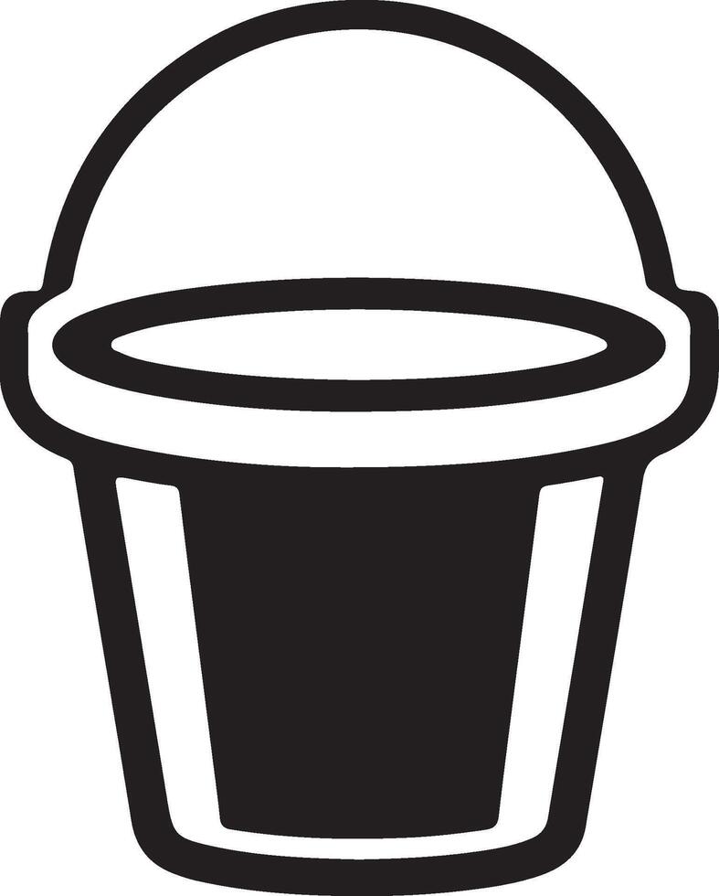 Monochrome Bucket Icon Outline in Illustration Silhouette vector