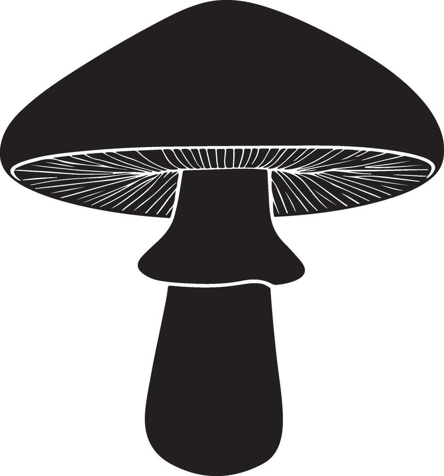Black boletus mushroom silhouette illustration with thick stem vector