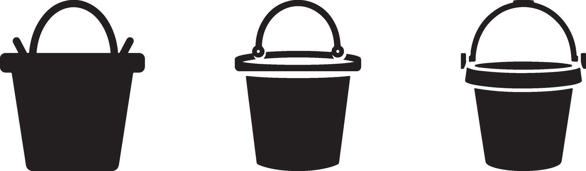 Modern Bucket Icon Silhouette on White Background vector