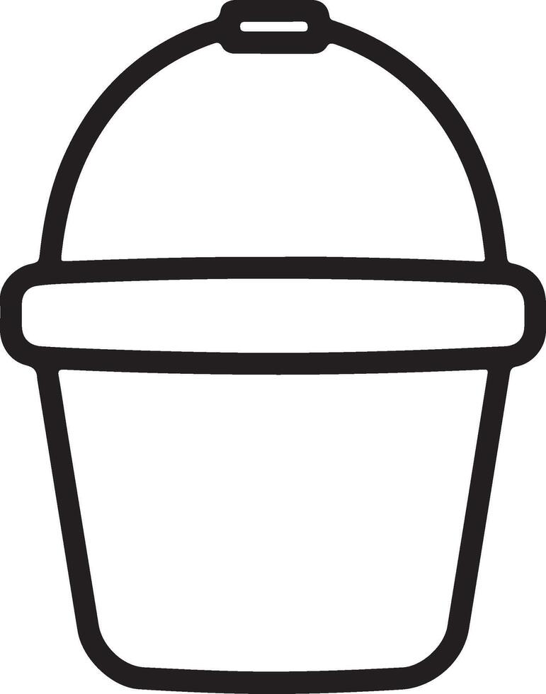 Simple Black Bucket Outline Icon on White Background vector