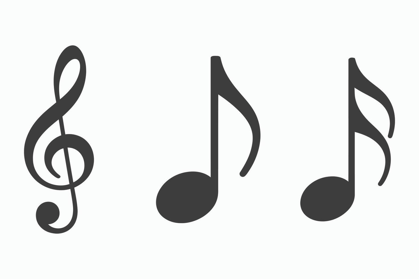 Collection of musical notes including a treble clef eighth note and sixteenth note vector