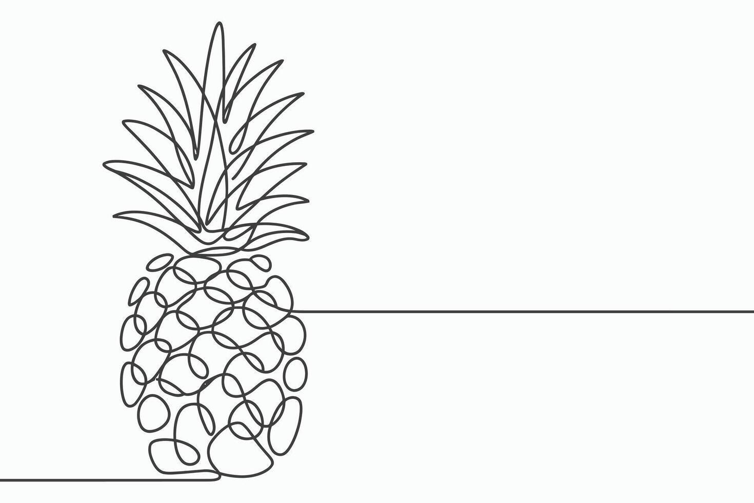 Minimalist continuous line drawing of a pineapple on a white background vector