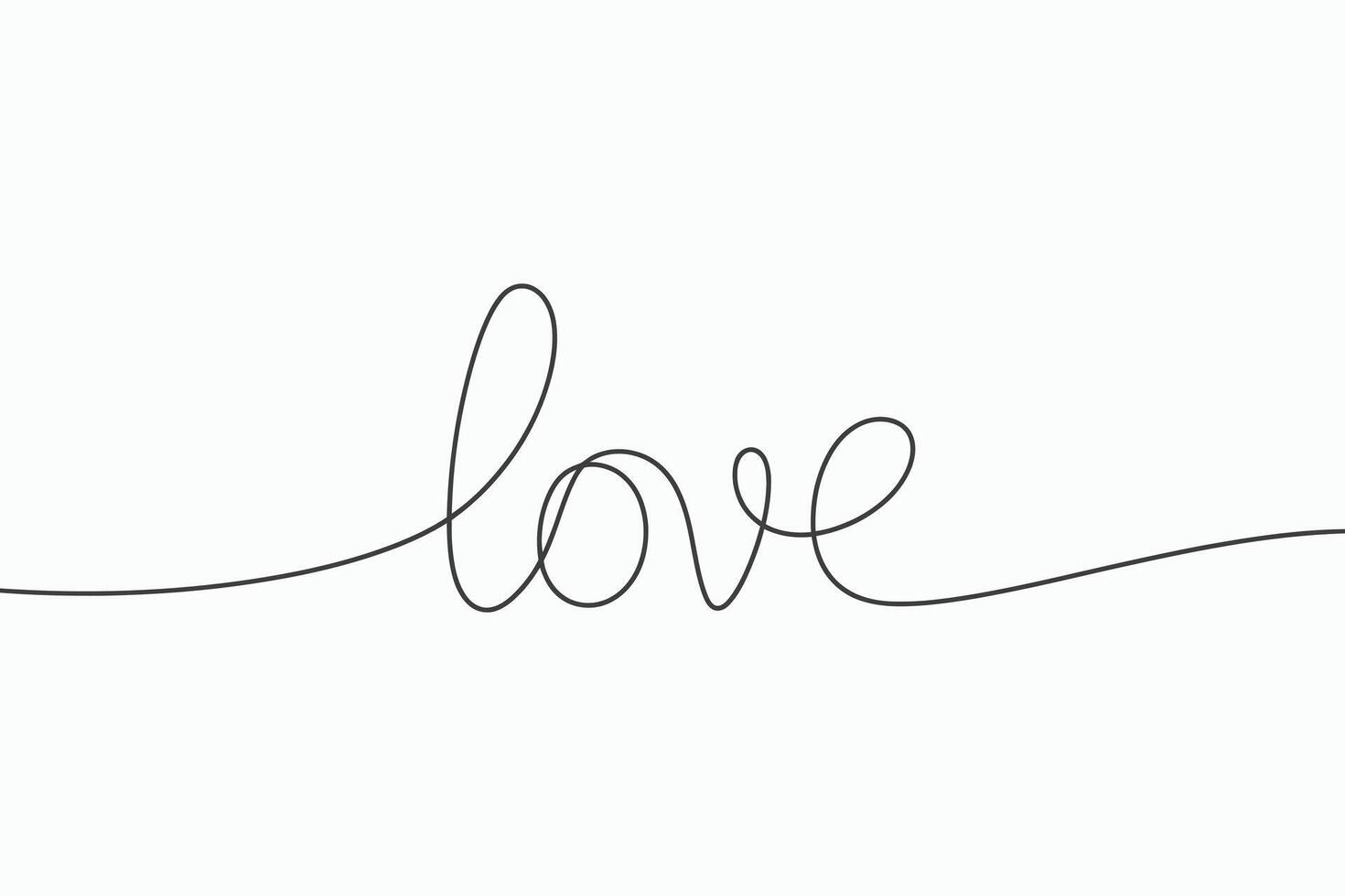 Elegant single line cursive word love drawn on a clean white background vector