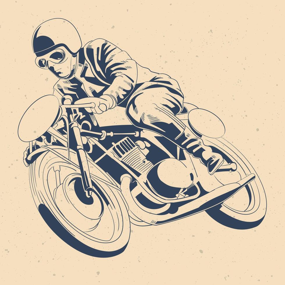 Vintage Motorcycle Racing Illustration Retro Naked Bike Biker Art vector