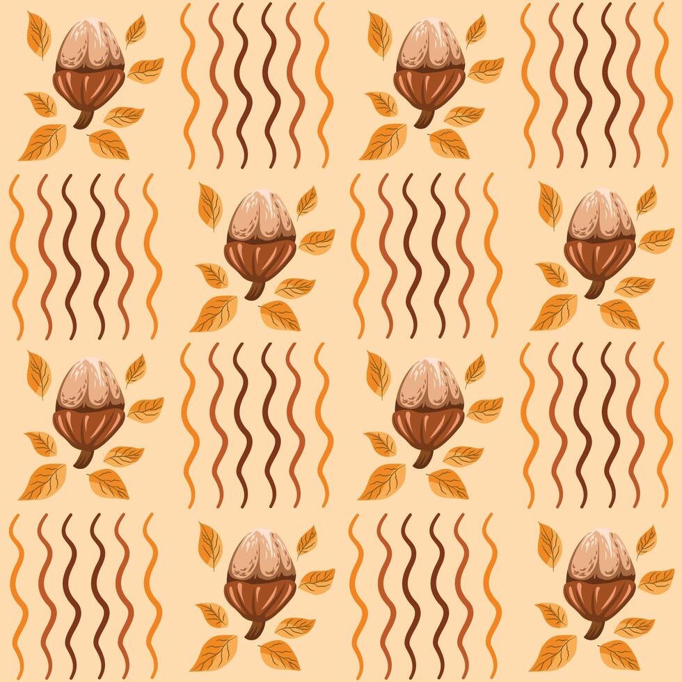 A pattern with acorns and leaves vector