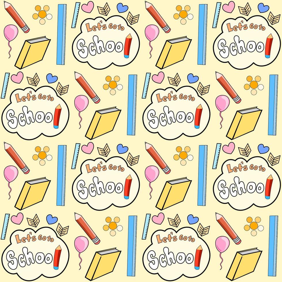 A seamless pattern with school supplies vector