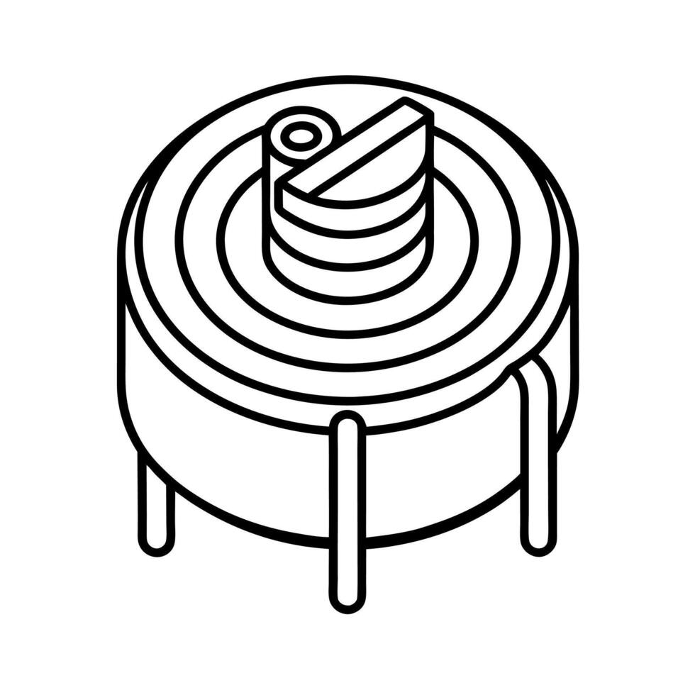 Air Core Inductor Outline White Background Art vector