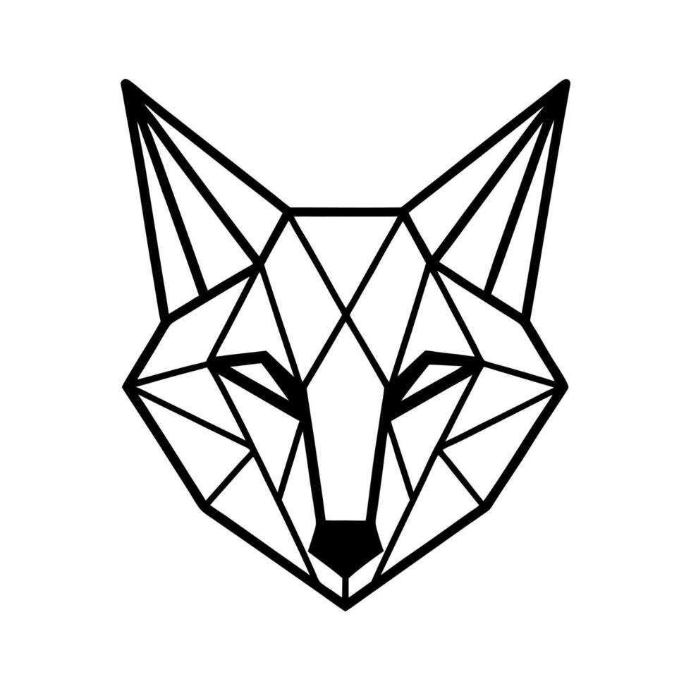Fox Face Made of Crystals Outline Design vector
