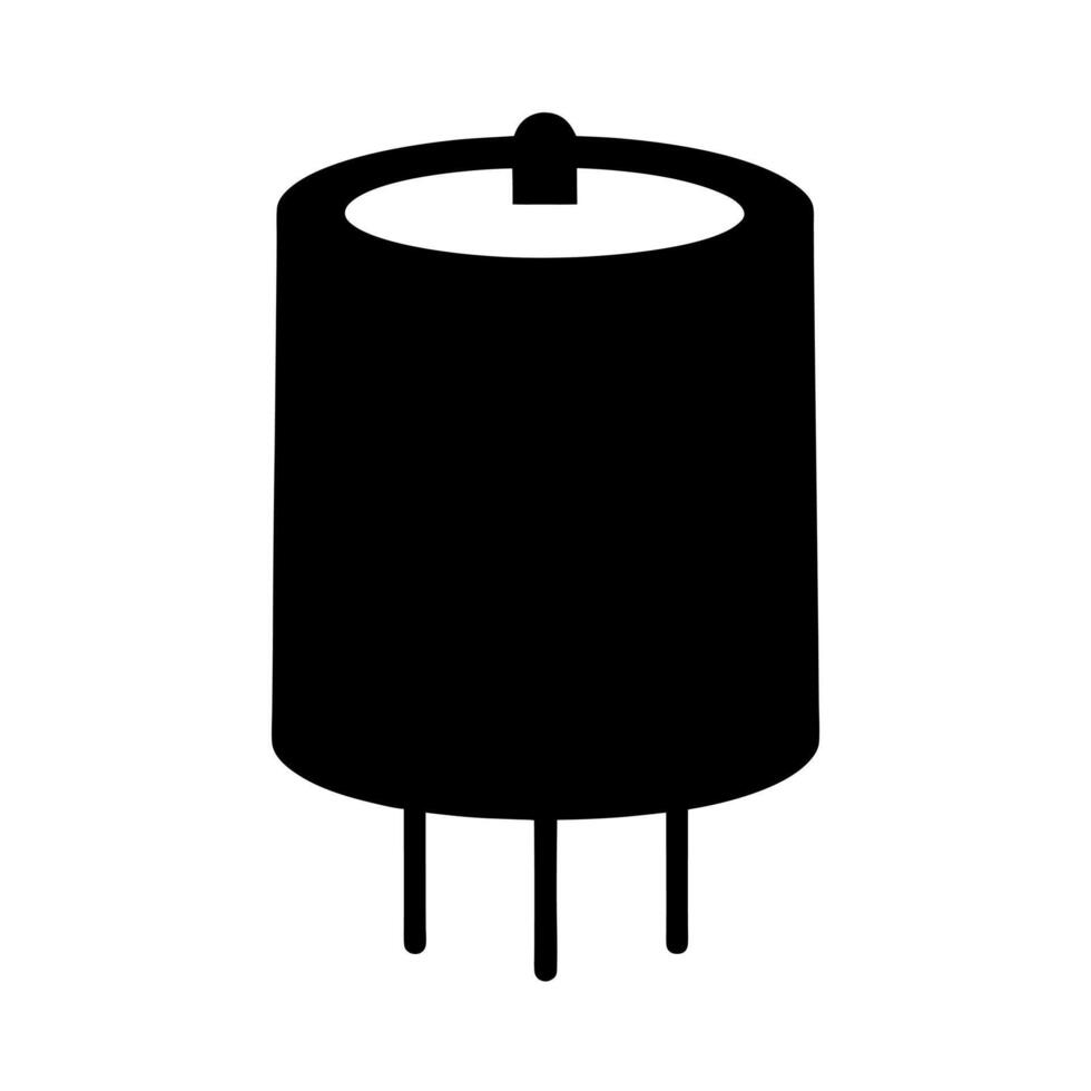Capacitor Component Black Silhouette vector