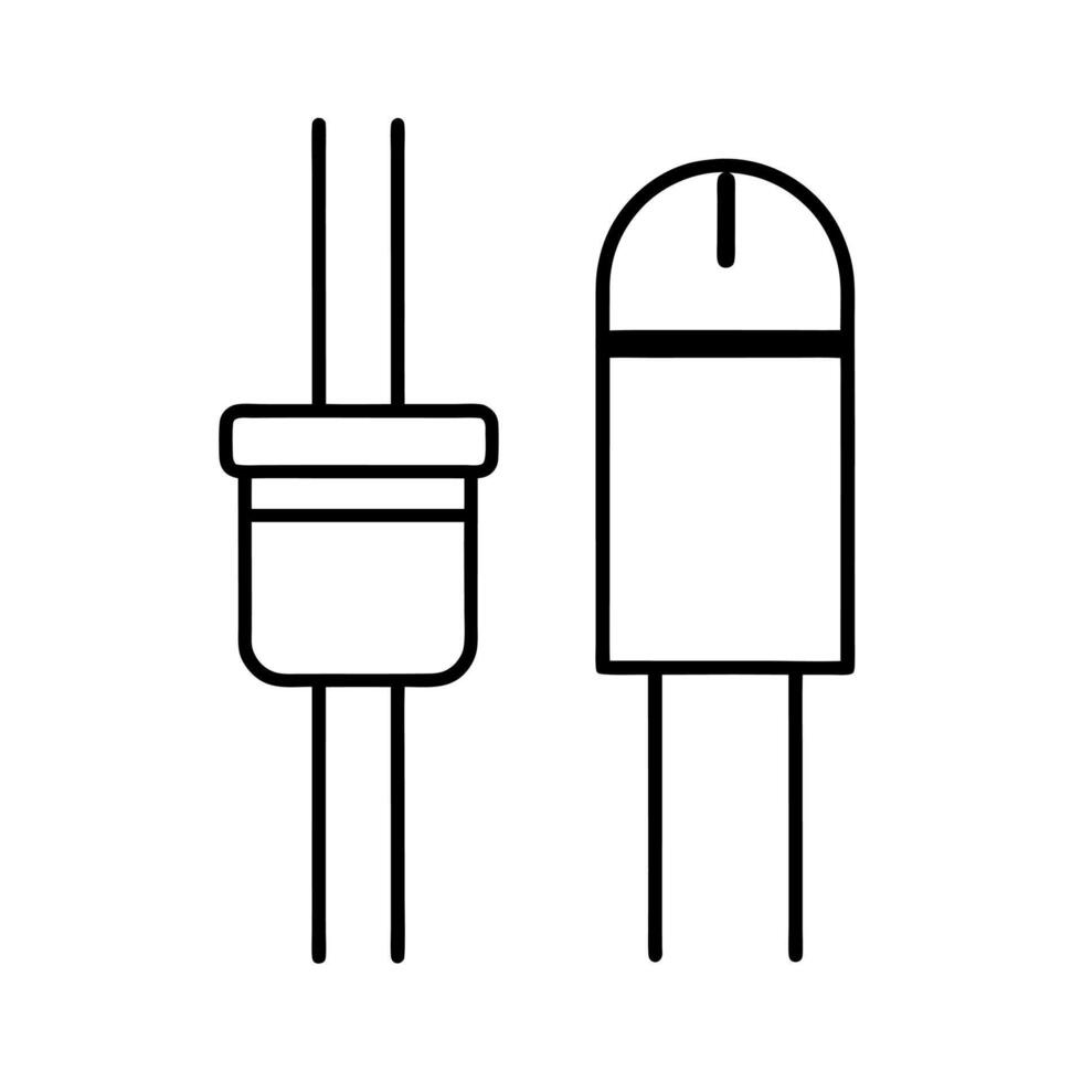 Diode Resistor Outline Schematic Drawing vector