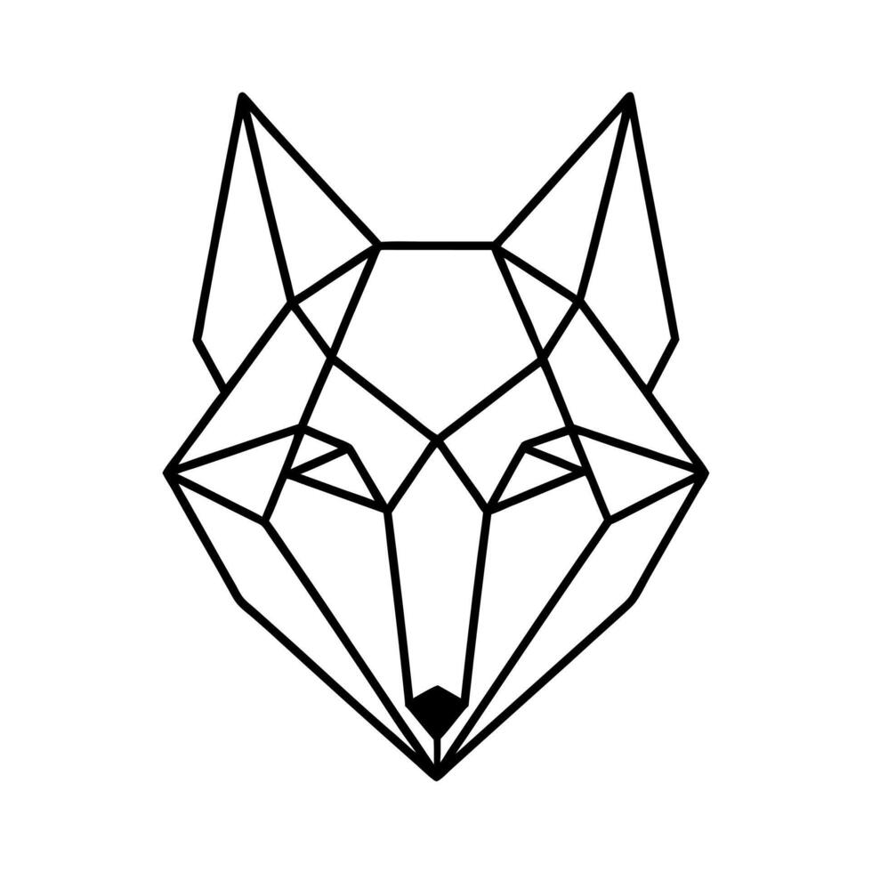 Crystal Fox Face Artistic Outline Drawing vector