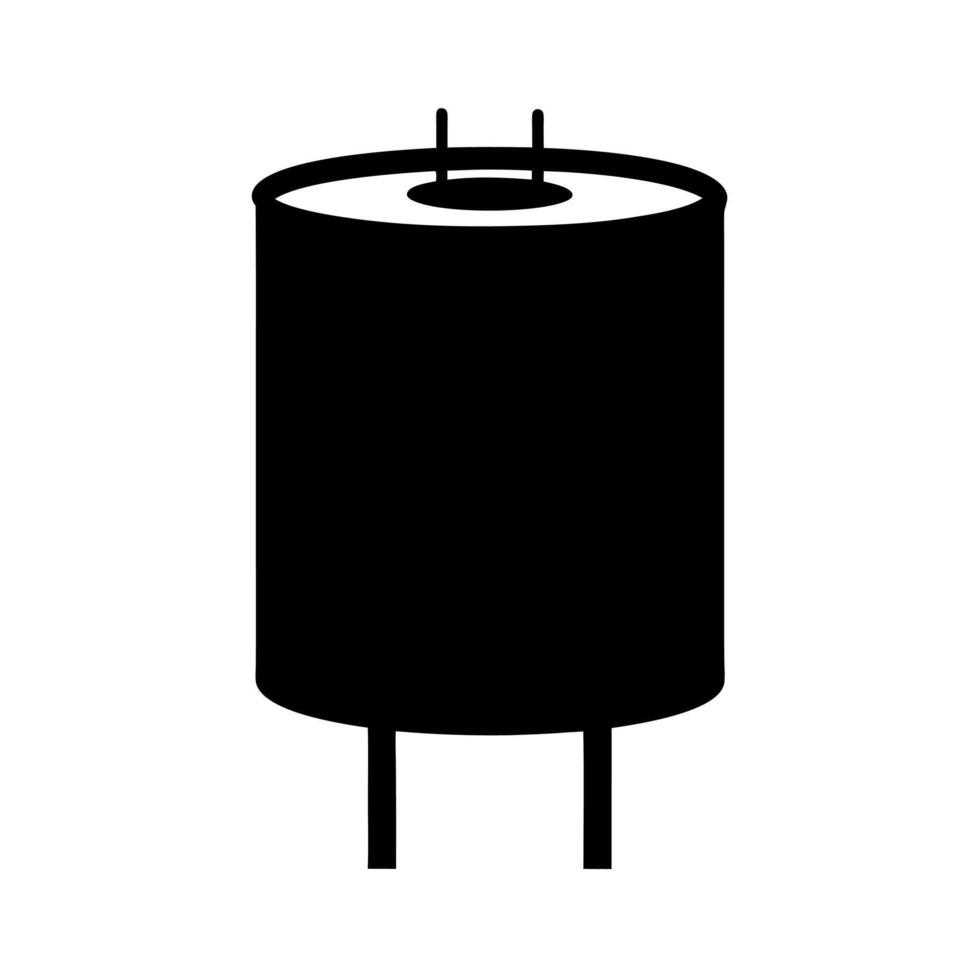 Electrolytic Capacitor Black Silhouette Image vector