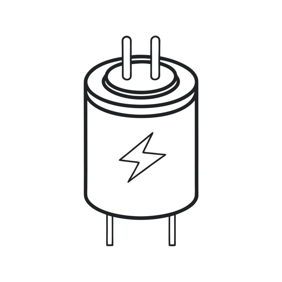 Electrolytic Capacitor Outline White Background vector