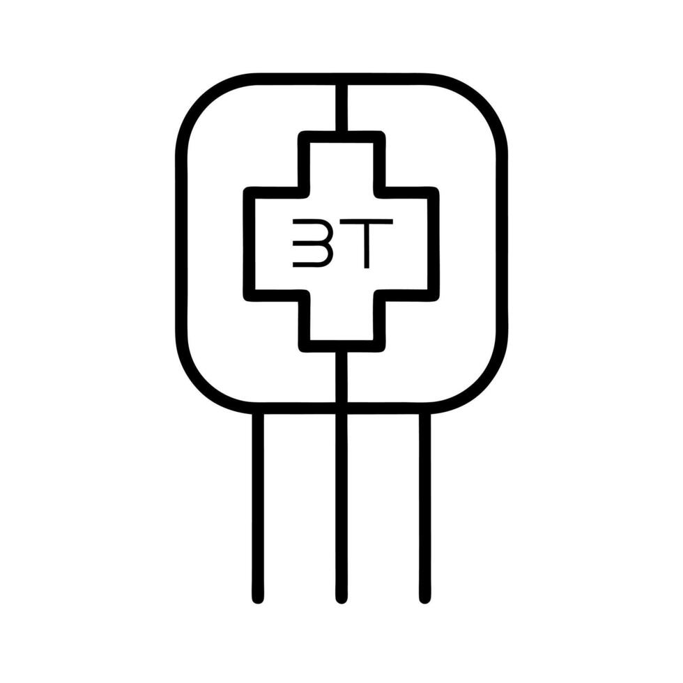 NPN Bipolar Transistor BJT Line Art vector