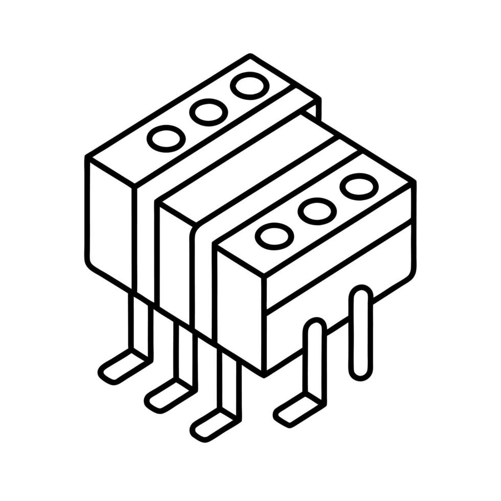 MOSFET Outline Line Art Illustration vector