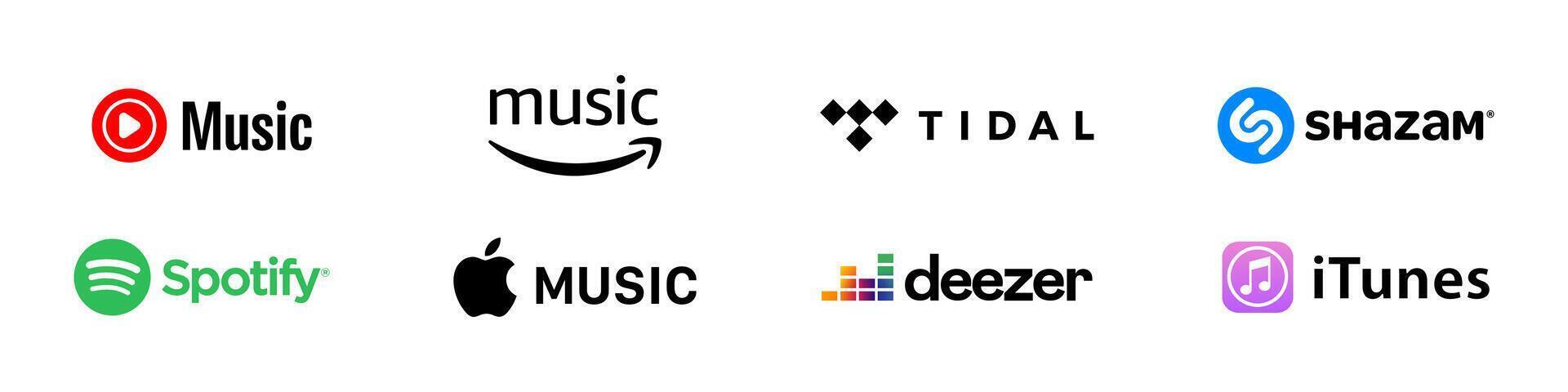 Popular music platforms logos vector