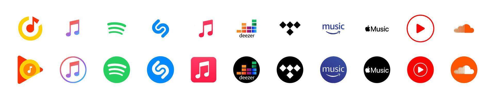Music platform logos set vector