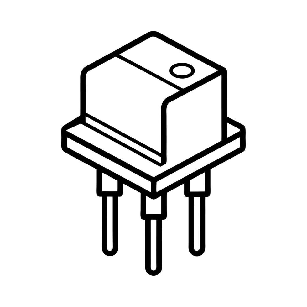 MOSFET Semiconductor Device Line Art vector