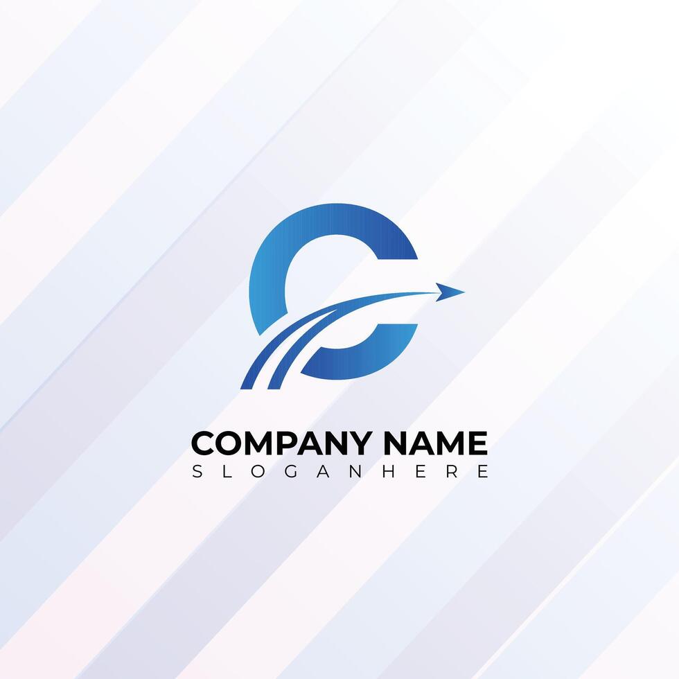 Creative C Letter Logo with Arrow Path, Smart Branding Concept for Speed vector