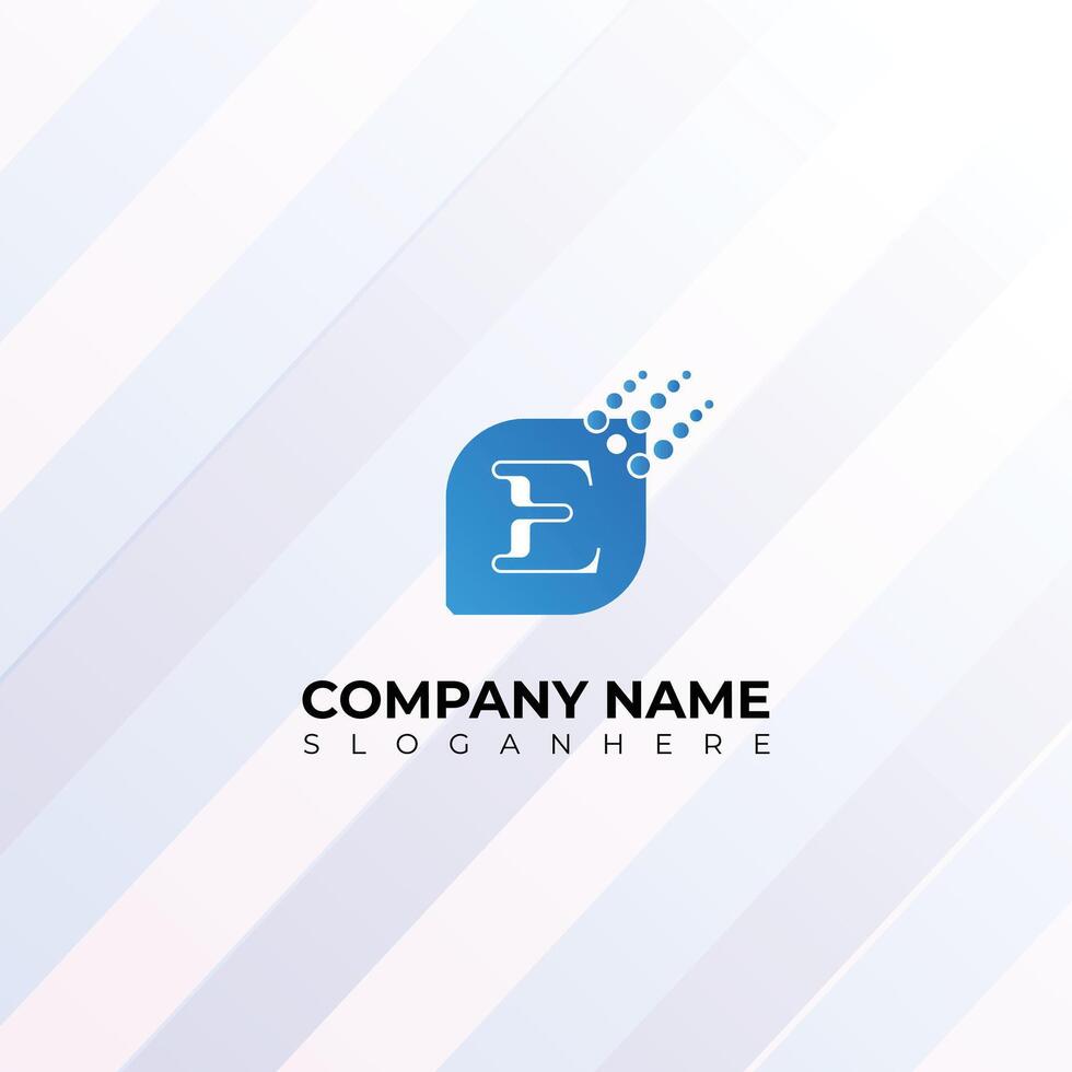 Futuristic E Letter Logo with Digital Pixel Burst Modern E Tech Identity logo Design vector
