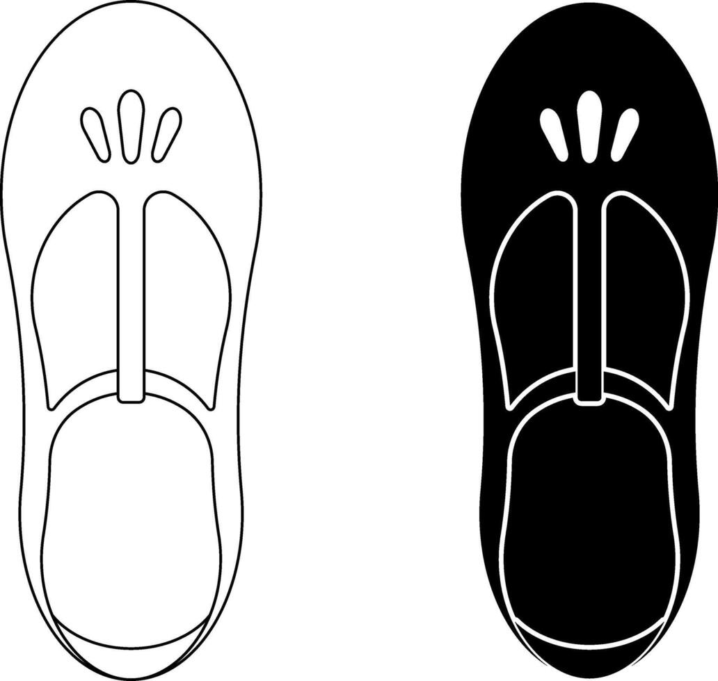 top view T-bar sandal icon set vector