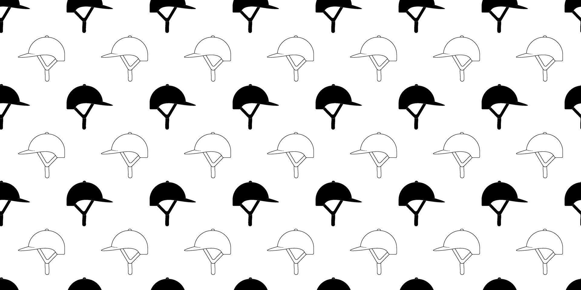 black white equestrian helmet seamless pattern vector