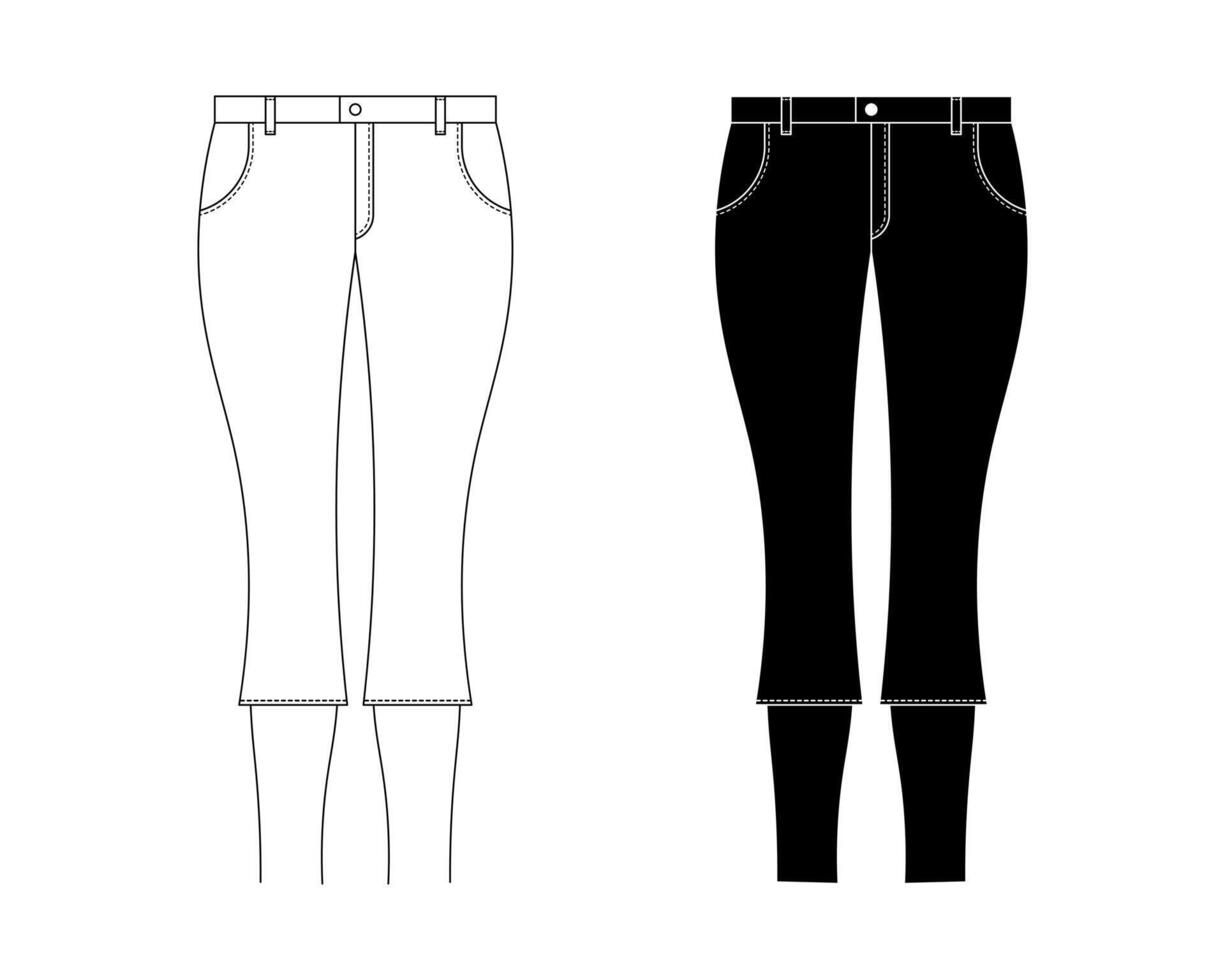 front view Capri pants icon set isolated on white background vector