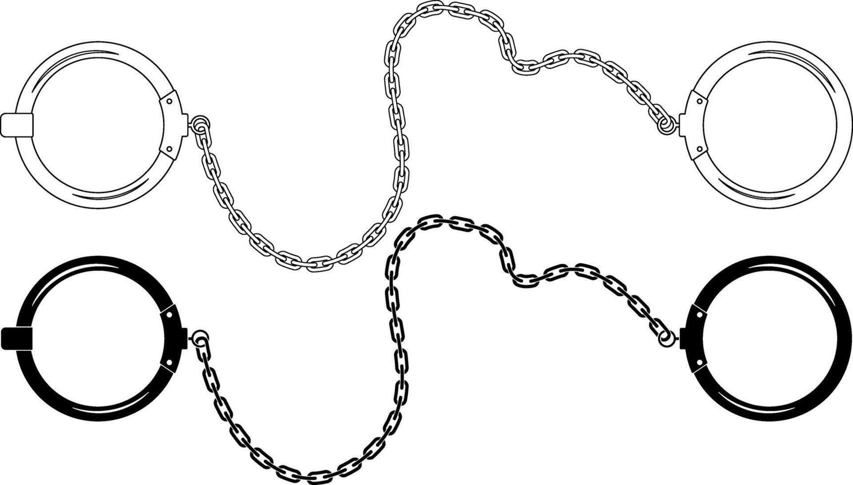 outline silhouette legcuffs icon set vector