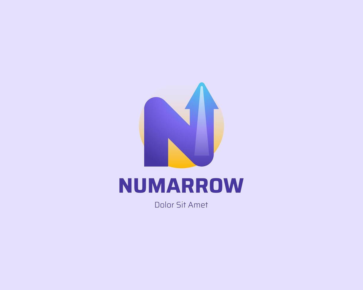 Colorful letter n with arrow gradient logo vector