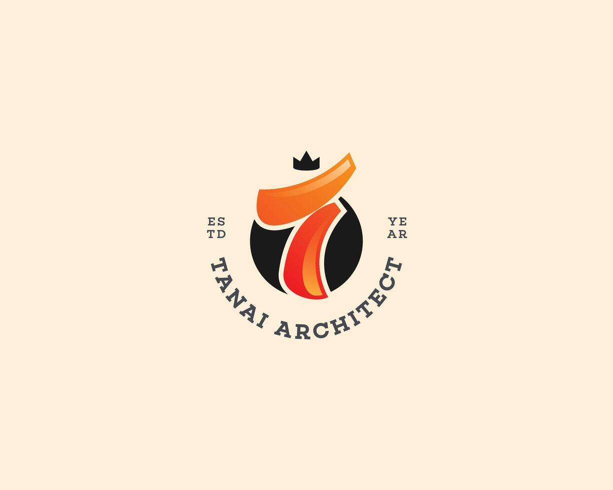 Abstract creative letter t with crown logo vector