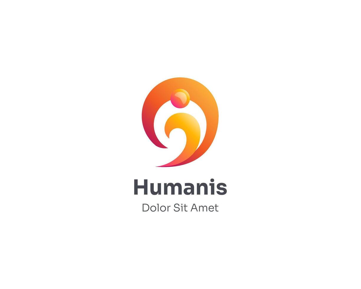 Abstract creative colorful human logo gradient template vector