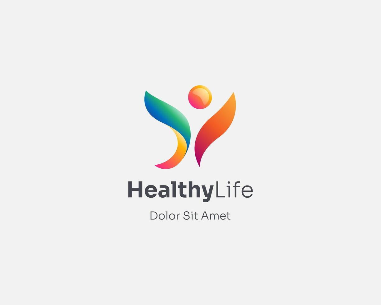 Colorful healthy people logo gradient vector