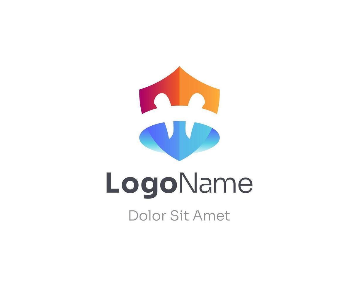 Creative colorful shield with negative letter h logo vector