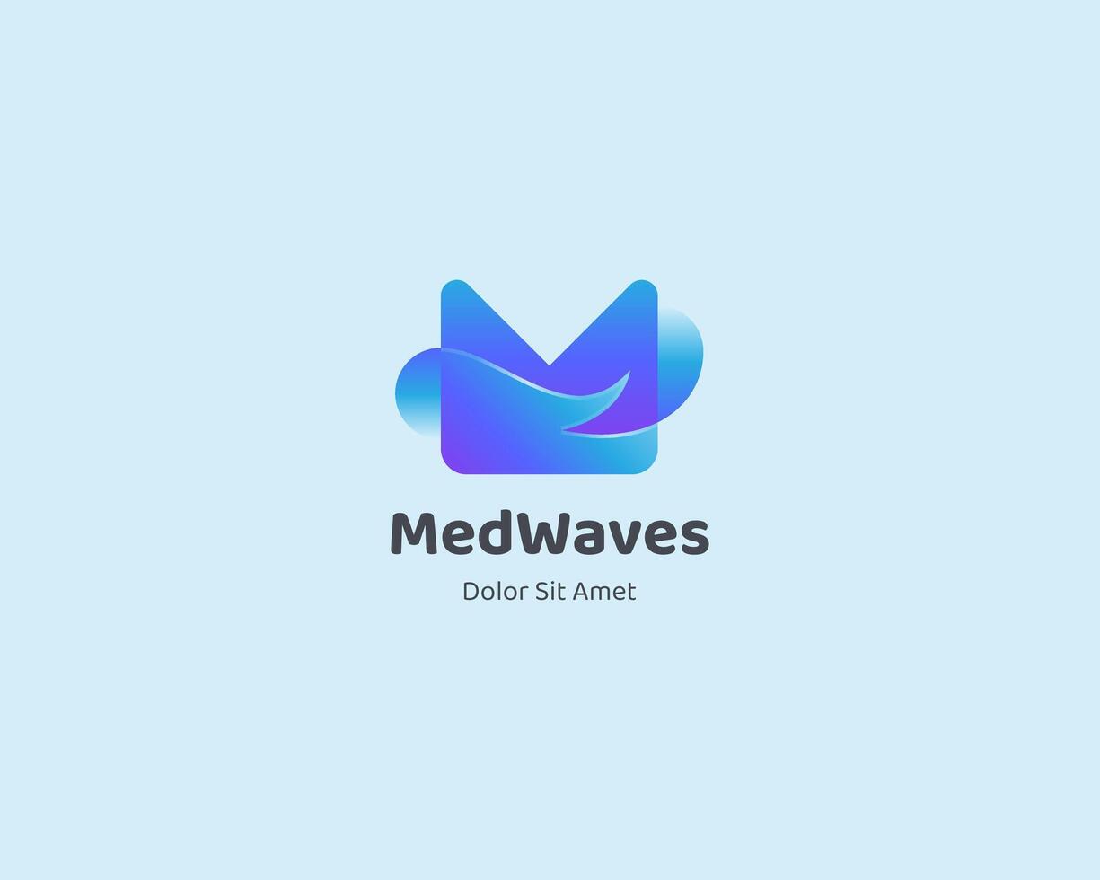 Letter m with creative waves logo gradient vector