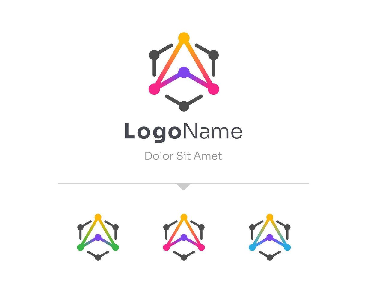 Set of creative colorful box technology logo vector