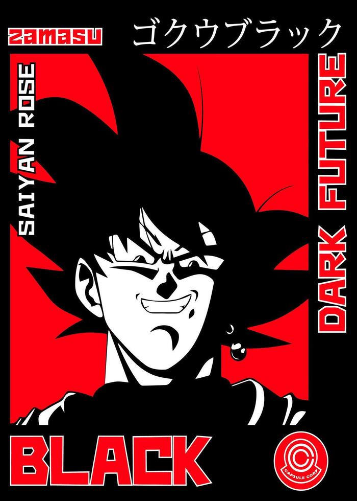 Black Goku Evil Anime Art vector