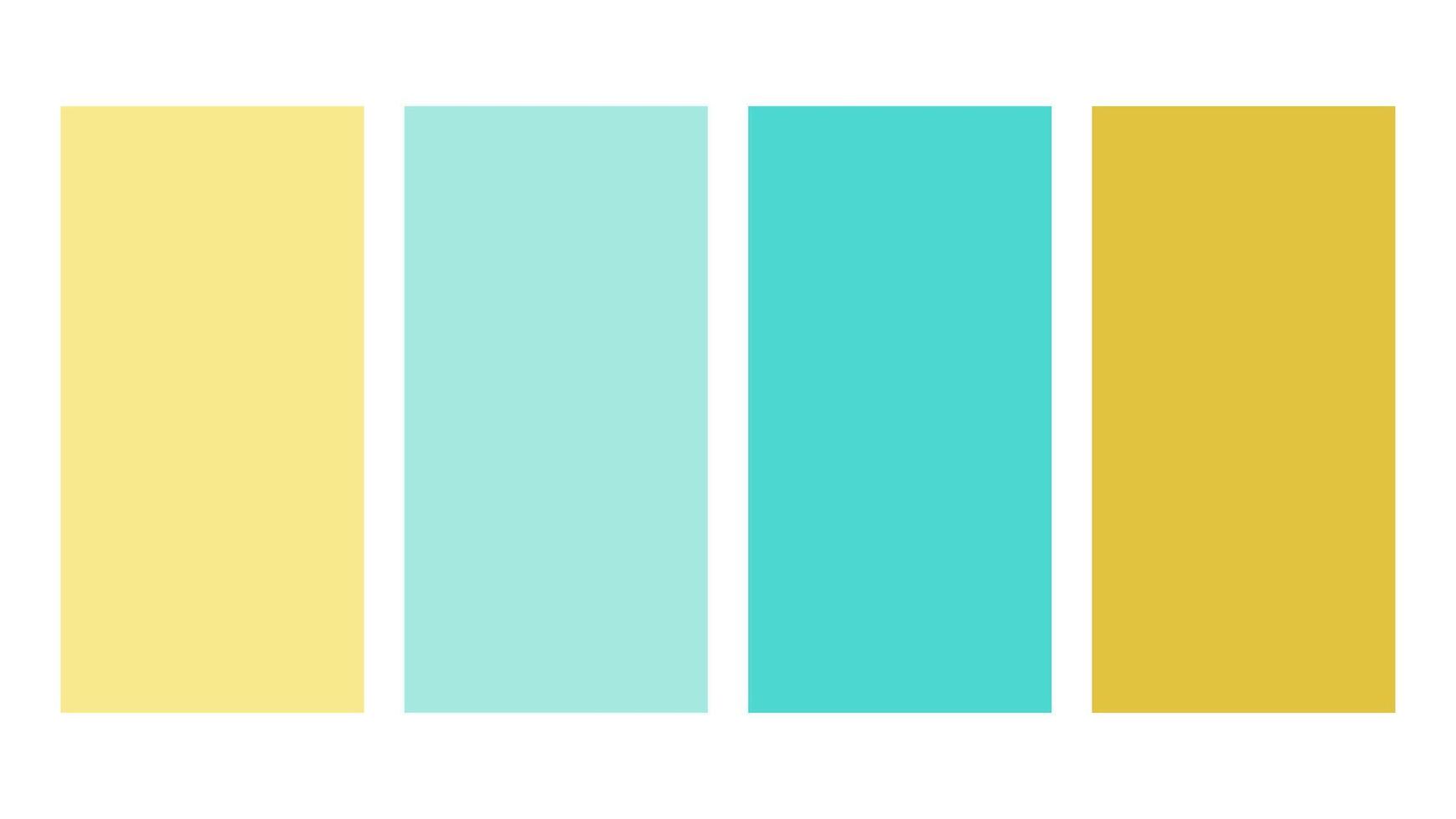 Yellow, Tiffany Blue, Cyan, Freesia color palette. Set of bright color palette combination in rgb hex. Color palette for ui ux design. Abstract illustration for your graphic design, banner, poster vector