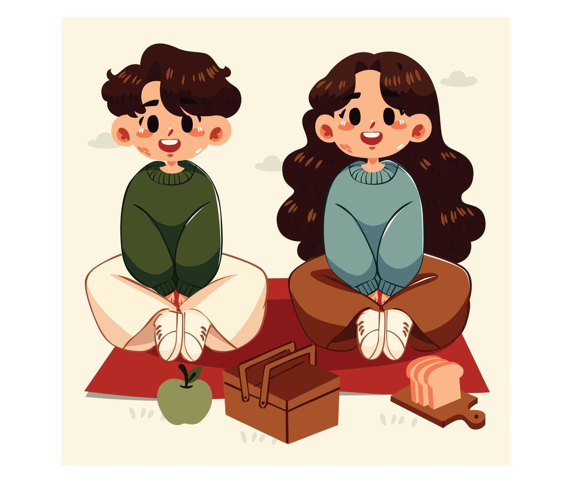 Friends enjoying a picnic together outdoors vector