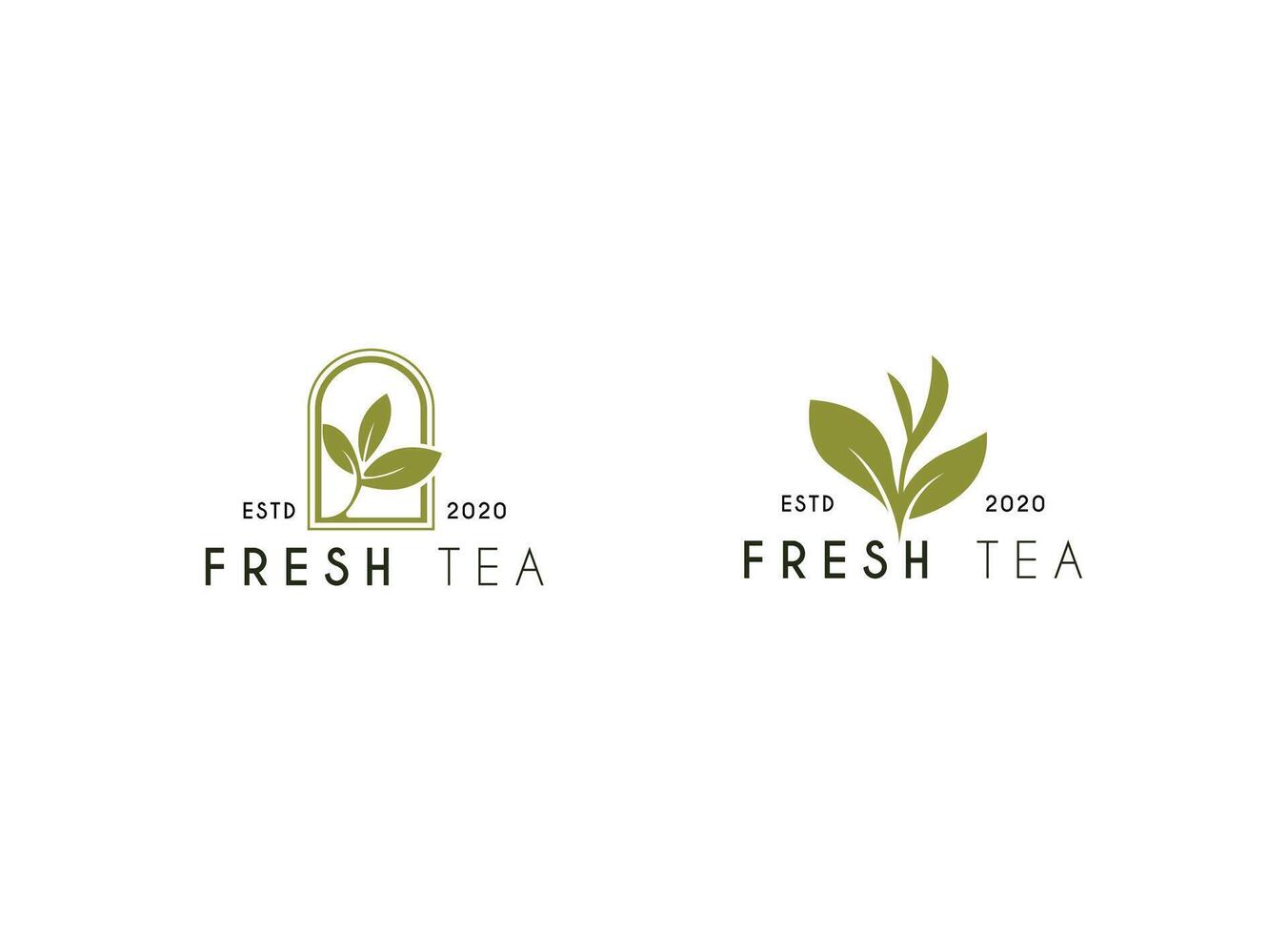 Natural Tea Logo with Green Leaf Icon vector
