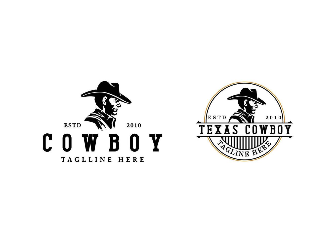 Retro Western Cowboy Emblem Logo Design vector